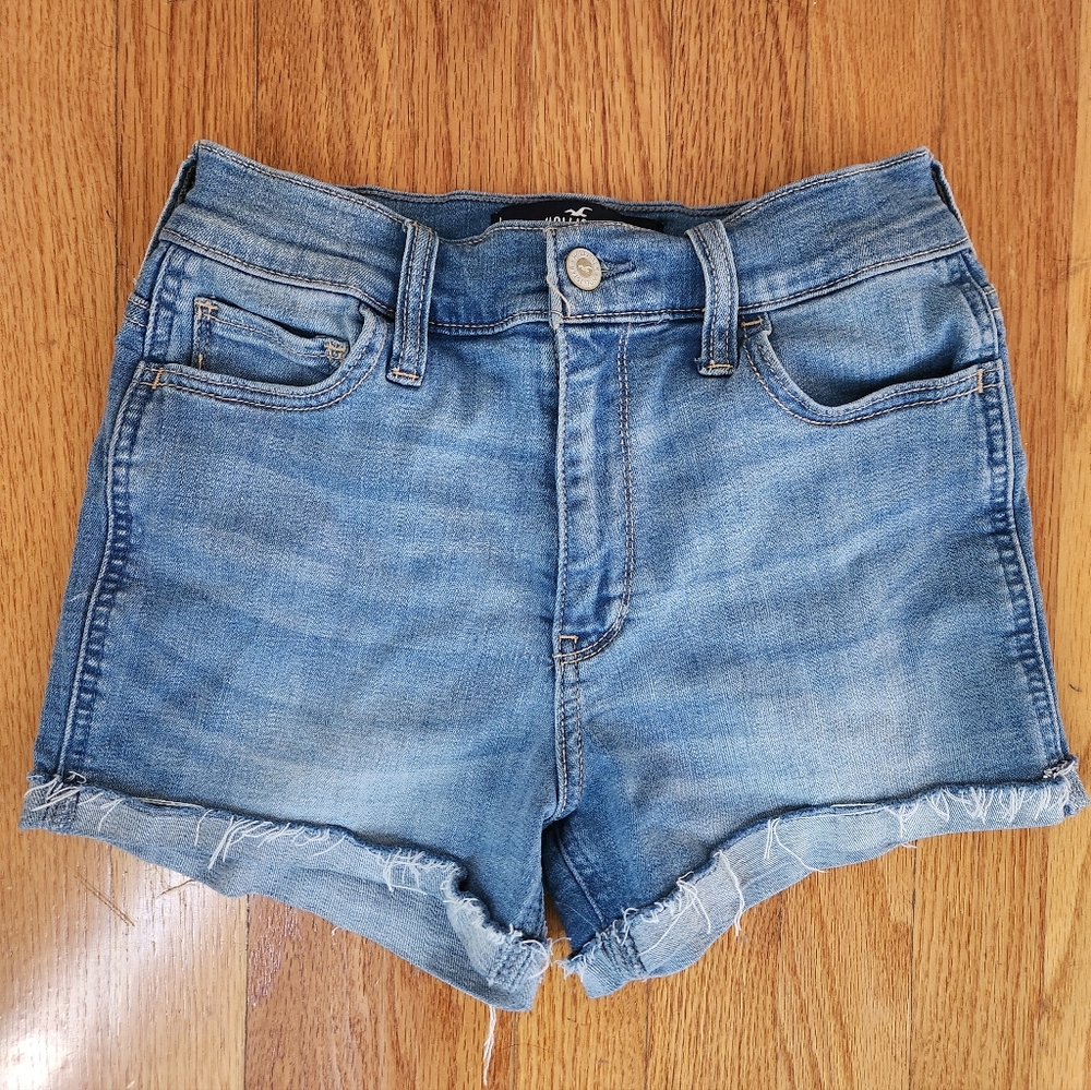 Hollister Blue Jean Shorts High-Waisted Cuffed, Size 26 - Picture 5 of 5
